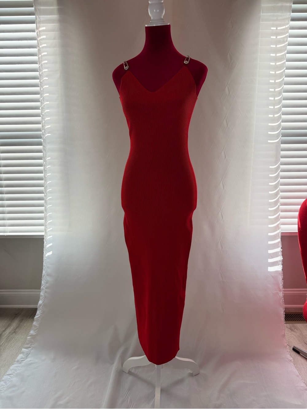 Versace Safety Pin Knit Midi Dress